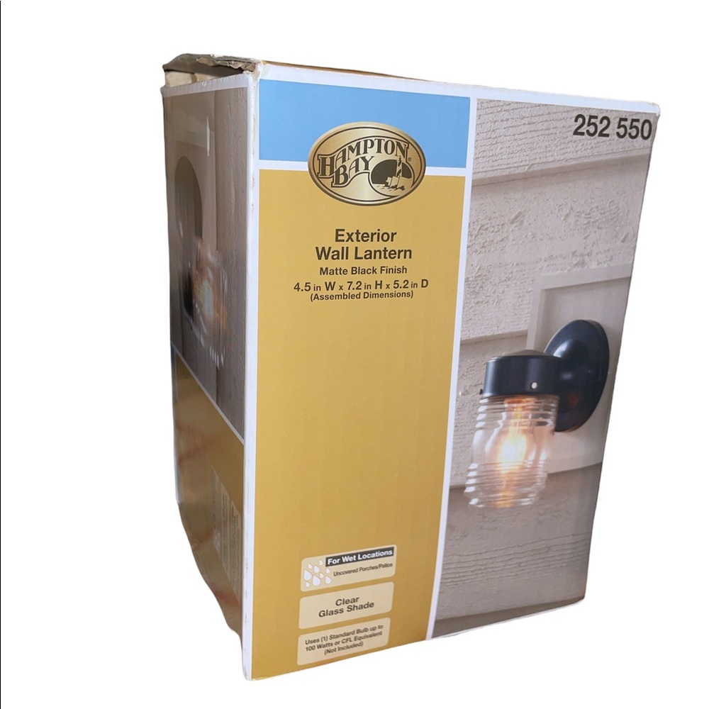 New Hampton Bay Exterior Wall Lantern 252 550 In Box Matte Black Modern Designed